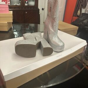 Jessica Simpson Silver Platform Boots